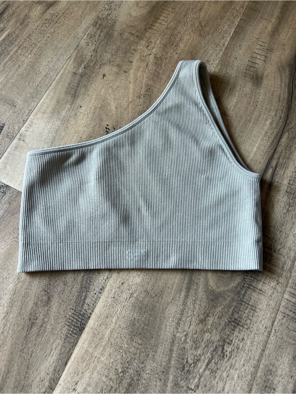 SET Active One-Shoulder Ribbed Crop Top - Light Gray